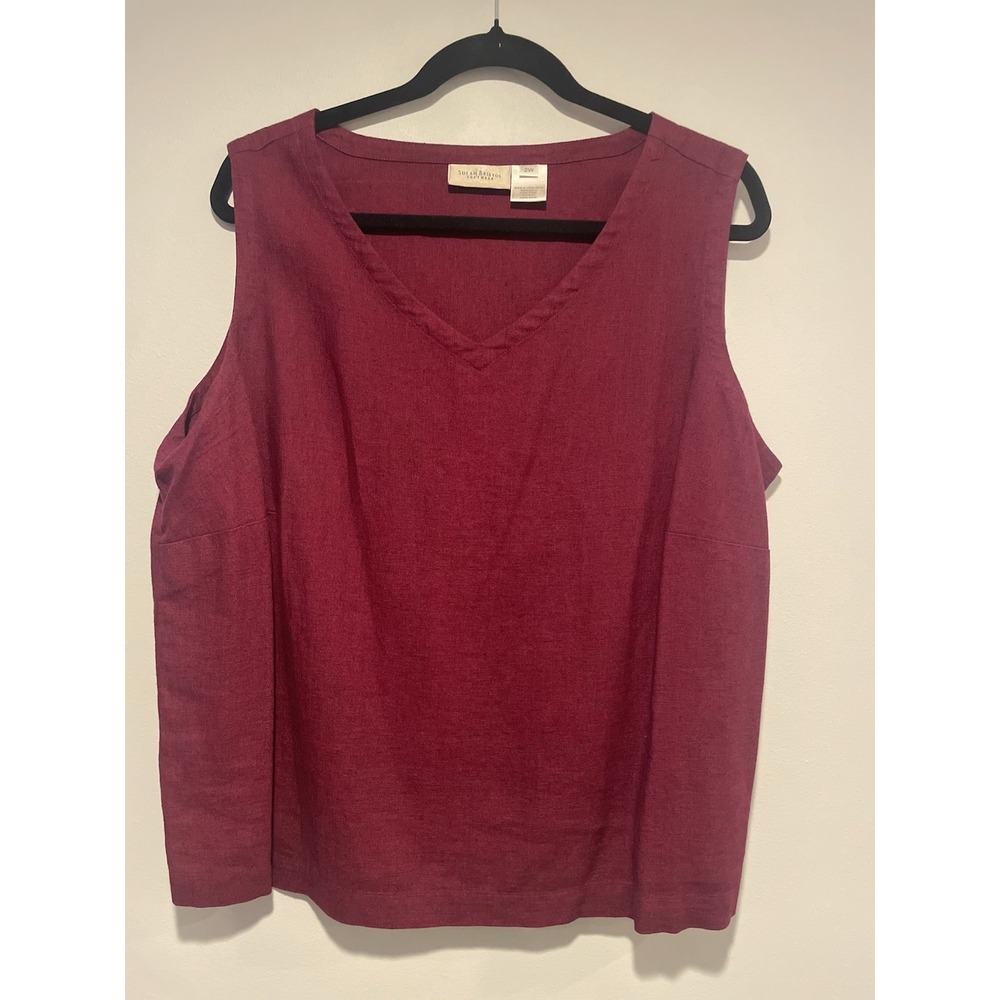 Susan Bristol Softwear Linen Blend  Sleeveless Top Size 2W Wine Burgundy